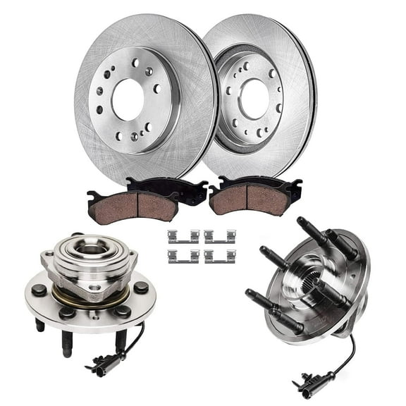 Detroit Axle - 4WD Front Disc Rotors Brake Pads Wheel Bearing Hubs for Chevrolet Silverado GMC Sierra Suburban Yukon XL 1500 Avalanche Tahoe Cadillac Escalade: 12.99 inch Front Rotor