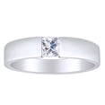 thumbnail image 2 of AFFY Father's Day Gift 0.51 Carat(Cttw) Princess Shape White Natural Diamond Men's Solitaire Wedding Band Ring In 14k Solid White Gold Ring Size-9.5, 2 of 2