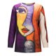 thumbnail image 4 of ICHUANYI Liquidación Mujeres Moda Impreso Casual Cuello Redondo Manga Larga Suelta Camiseta Blusa Tops ICHUANYI WER202308230503, 4 of 8
