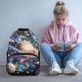 thumbnail image 3 of POLERO Space Galaxy Planets Waterproof Backpack, Polyester Material Lightweight Large Capacity School Backpack for Outdoor Back to School, 3 of 10