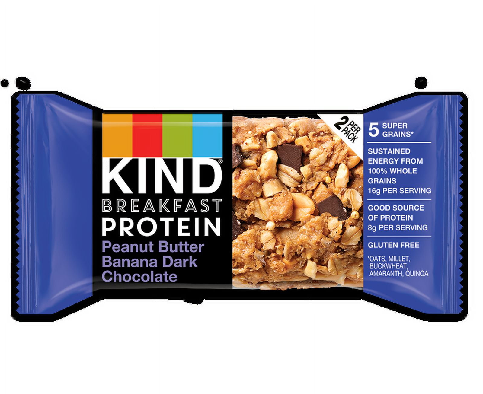KIND Gluten Free Breakfast Protein Bars Peanut Butter Banana Dark Chocolate Pack of 4