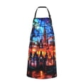 thumbnail image 2 of Xecao Magical Stained Glass Castle Print Kitchen Cooking Aprons, Waterproof Adjustable Bib Aprons with 2 Pockets for Women Men Chef, 2 of 8