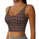 thumbnail image 2 of Fotbe Brown Gold Grid Sujetador Deportivo Largo sin Aros para Mujer con Almohadillas y Soporte Medio, Transpirable y Absorbente, Camiseta Tipo Chaleco o Tank Top-XX-Large, 2 of 8