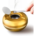 thumbnail image 1 of Bandeja de ceniza de acero inoxidable con tapa, cenicero de metal, bandeja de ceniza cubierta a prueba de viento para decoración de mesa del hogar (dor, 12 cm), 1 of 1