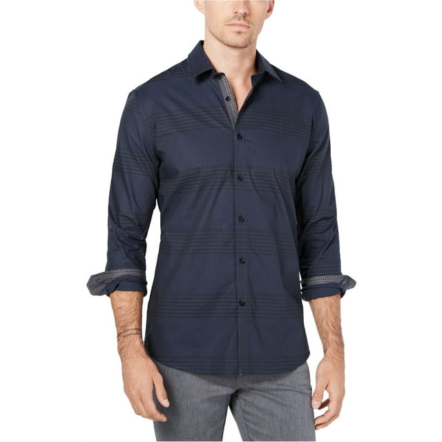 Ryan Seacrest - Camisa tejida con botones para hombre, azul, XXL
