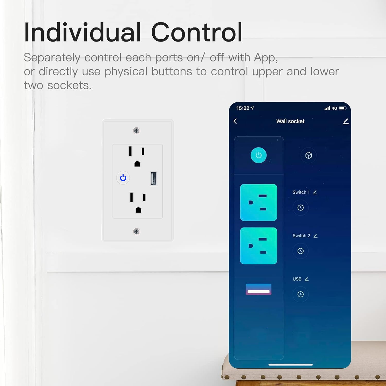 2 Pack,White，Zigbee 3.0 Smart Wall Socket, 118mm Wall Plug, 16A Plug Work with Home Assistant, Alexa, Google Home,Zigbee2MQTT,Smart Socket, Smart Home Automation, Remote Control, Timer