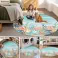 thumbnail image 5 of Coastal Beach Round Area Rug 8Ft Washable Large Circle Rugs for Living Room Dorm, Ocean Wave Summer Sea Starfish Coral Teal Beige Non-Slip Carpet Floor Mats Indoor Outdoor Carpet Runner Home Decor, 5 of 8