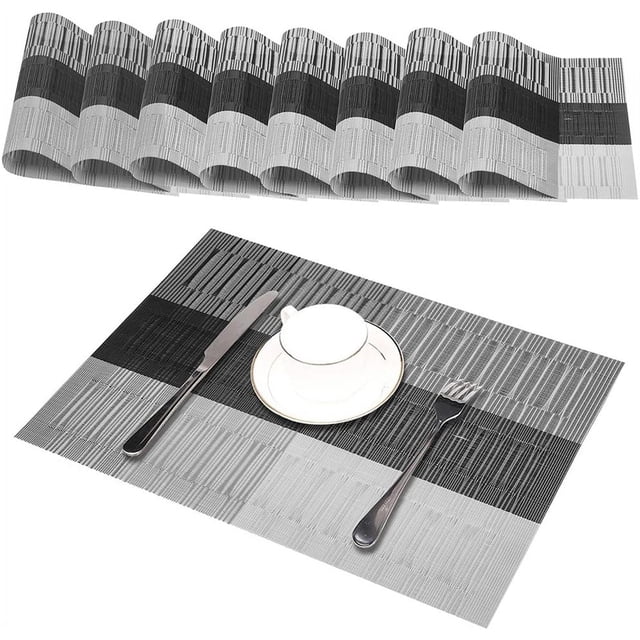 Napperons pour Table à Manger Napperon de Table, Napperon en Plastique Tissé en Vinyle Tapis de Table Résistant à la Chaleur Résistant aux Taches