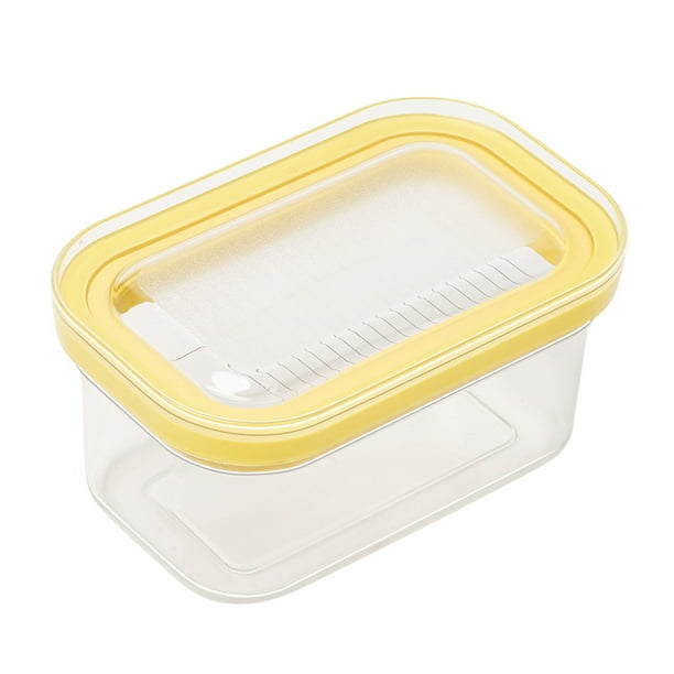 Plato Cortador Mantequilla Con Caja Recipiente Plástico Tapa (500 G) Amarillo
