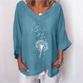 thumbnail image 1 of LOVZFMLL Tops Hauts d'Été pour Femmes Mode Imprimé Col en V Manches Trois-Quarts T-shirt Blouse Amples, 1 of 5