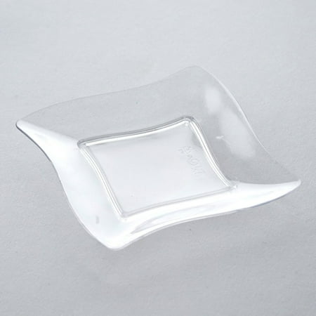 BalsaCircle 24 pcs 3" Disposable Wave Plastic Mini Plates for Appetizer Cocktail Dessert Dishes ...