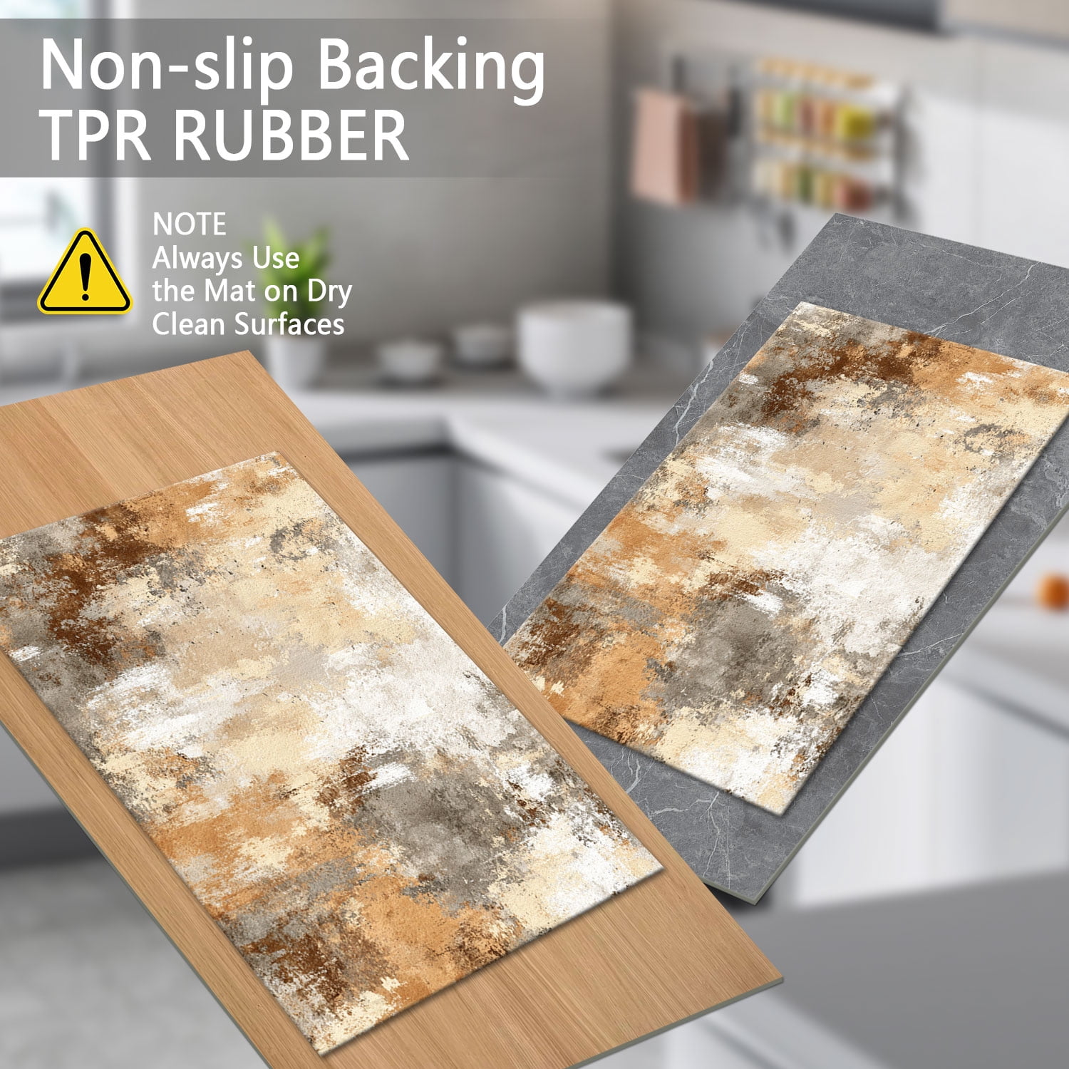 3-Piece Farmhouse Kitchen Rug Set, Washable Anti Slip Striped Floor Mats in 3 Sizes, Stain Resistant Decor Rugs for Kitchen Hallway Bathroom Home Christmas Decor