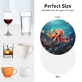 thumbnail image 6 of Lsque Underwater Plant Octopus Pattern 4" Drink Coasters Set of 4, PVC Leather Absorbent Coasters, Table Coaster Set Decorative Coffee Cup Coasters Housewarming Gift -Round Shape, 6 of 6