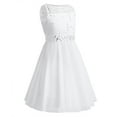thumbnail image 5 of MSemis Kids Girls Sequins Floral Lace Flower Dress Bridesmaid Wedding Dress Ivory 4, 5 of 7