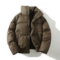 thumbnail image 3 of IYTR Mens Puffer Jacket Stand Collar Zip Up Down Jackets Long Sleeve Stand Collar Winter Warm Coats with Pockets (Coffee,XXL), 3 of 8