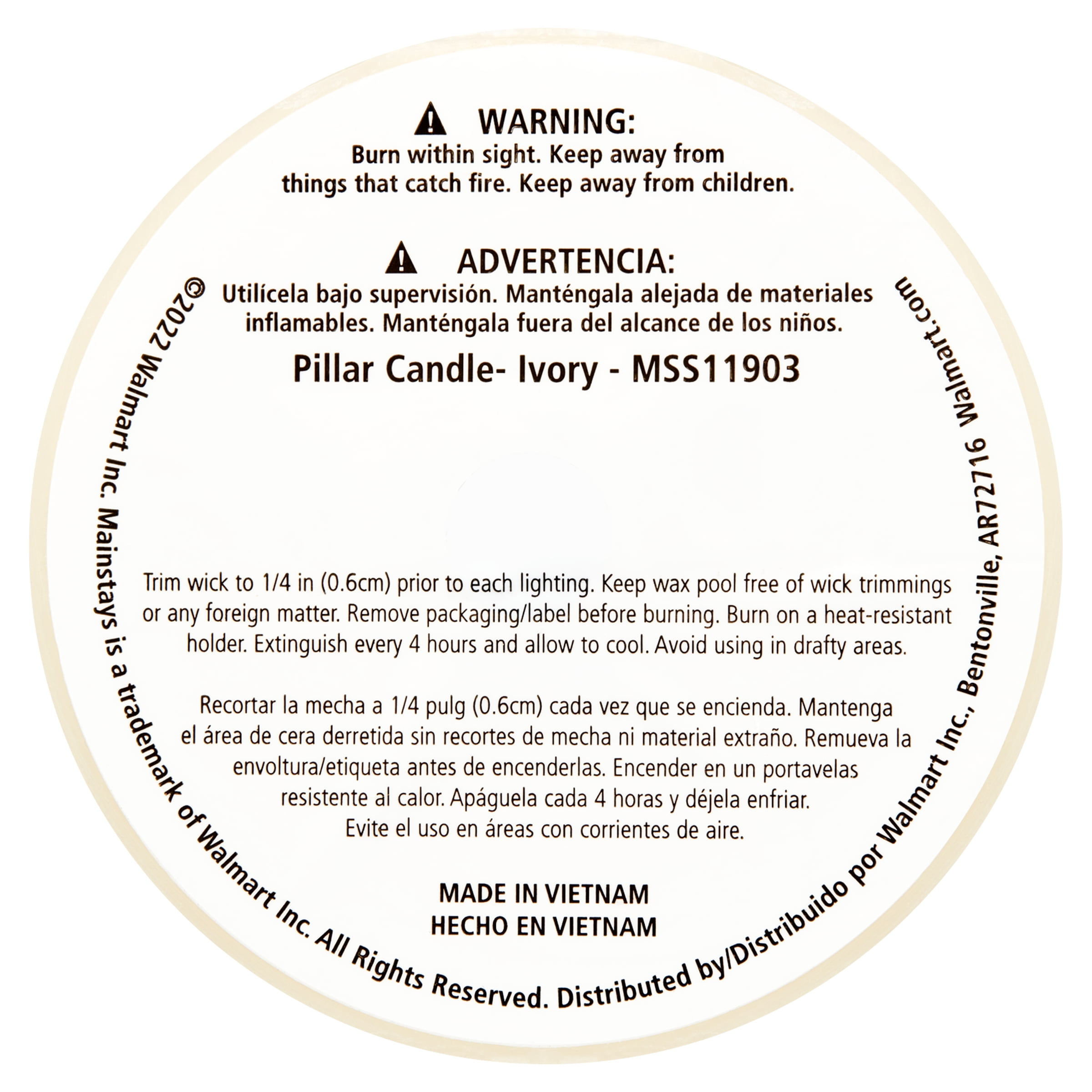 (3 pack) Mainstays Unscented Pillar Candles, 3 x 6 in, Ivory, 3 Count
