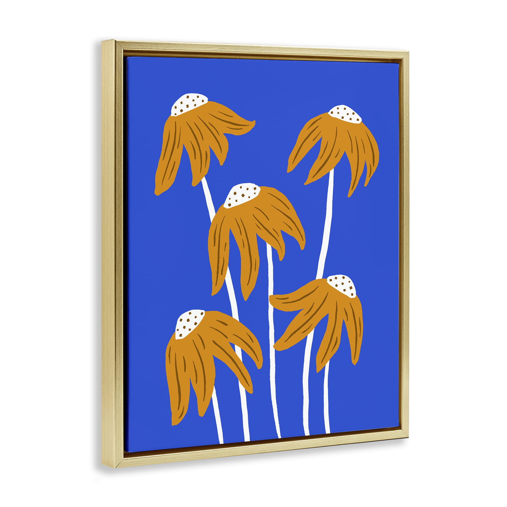 Stupell Industries Dried Sunflower Blooms Plants & Flowers Painting Gold Floater Framed Canvas Art Print Wall Art, 17 x 21