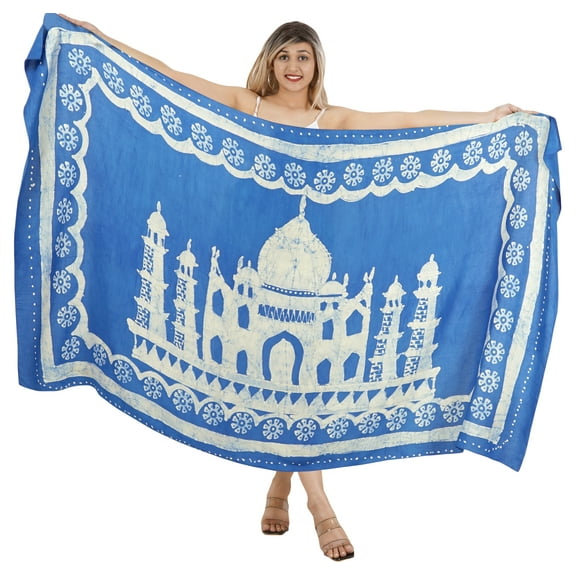 HAPPY BAY Women's Bikini Wrap Sarong Cover up Skirt Bathing suit Swimwear Swimsuit Beach Wraps Coverup for Women One Size Monument, Blue