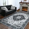 thumbnail image 7 of YJ.GWL Soft Boho Area Rug Vintage Floral Print Rugs Low-Pile Accent Carpets for Living Room Bedroom Home Decor,4'X6',Black, 7 of 7