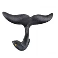 thumbnail image 3 of Whale Tail Wall Hook Cast Iron Nautical Coat Towel Hanger Black 5" High Gift, 3 of 5