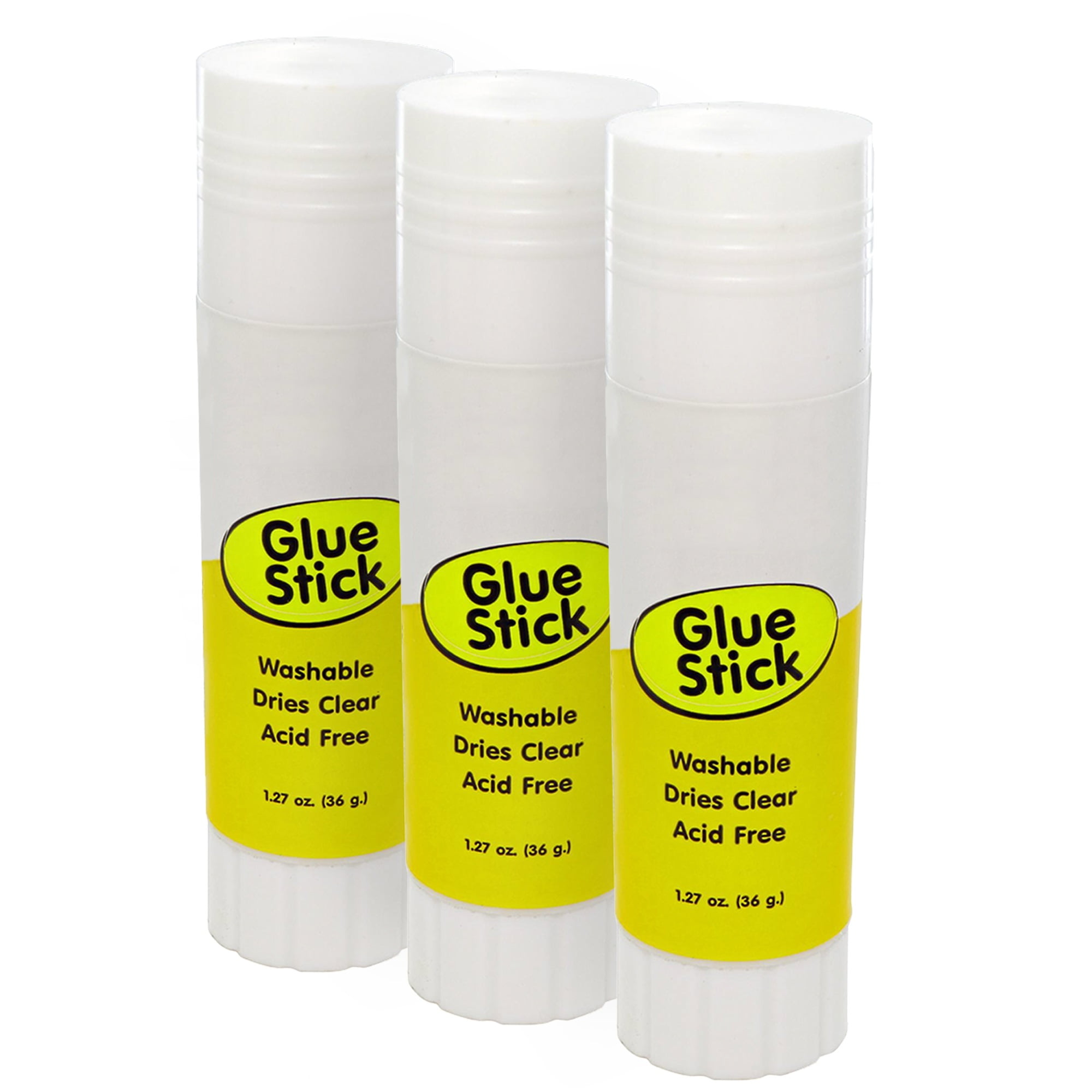Emraw Washable Glue Stick Dries Clear Permanent Adhesive All Purpose Bulk School Jumbo Glue Sticks Smooth Wrinkle Acid Free Sticks for Papers Photos Fabric (Pack of 3)
