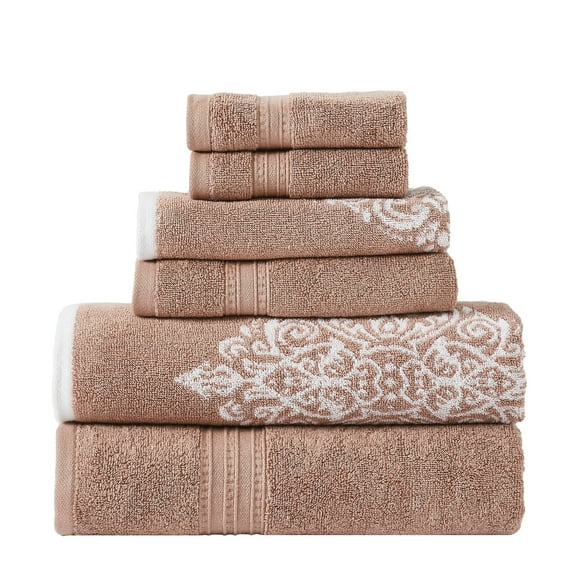 Modern Threads 6 Piece Reversible Yarn Dyed Jacquard Towel Set, Artesia Damask, Tuscany