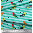 thumbnail image 1 of Soimoi Green Cotton Cambric Fabric Stripe & Bird Printed Craft Fabric by the Yard 42 Inch Wide, 1 of 3