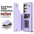 thumbnail image 6 of Case Wallet for Samsung Galaxy S24 Ultra with RFID Blocking Card Holder, PU Leather Fashion Back Flip Case with Kickstand Magnetic Buttons Shockproof Cover for Samsung Galaxy S24 Ultra, Purple, 6 of 8