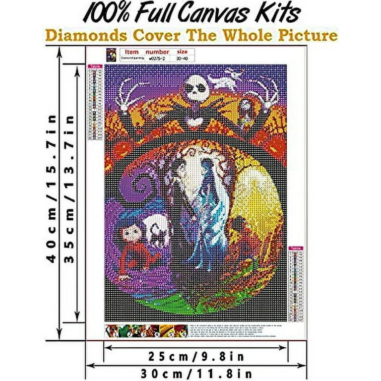 DIY Diamond Painting Jack and Sally Halloween 12x16Inch, Full Round Drill  Kits Nightmare Before Christmas Cross Stitch Mosaic Art for Adults Relax &  Home Wall Decor Festival Gift 