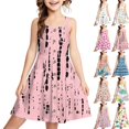 thumbnail image 1 of Girls Summer Sundress Summer Sleeveless Button-Down Dress Cute Print Casual Sundress with Pockets ,Sie:110, 1 of 5