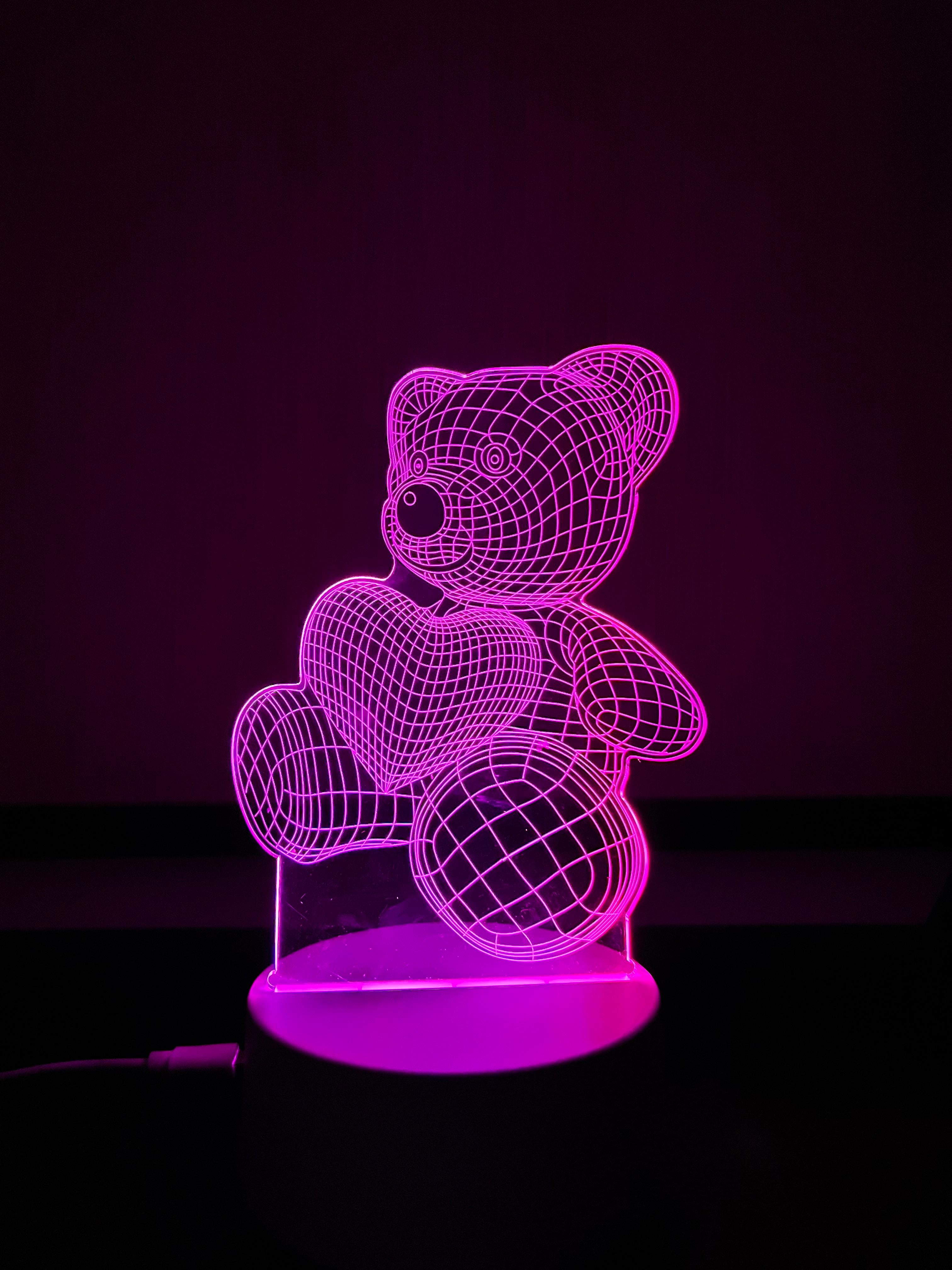 3D LED Teddy Bear Night Light Lamp