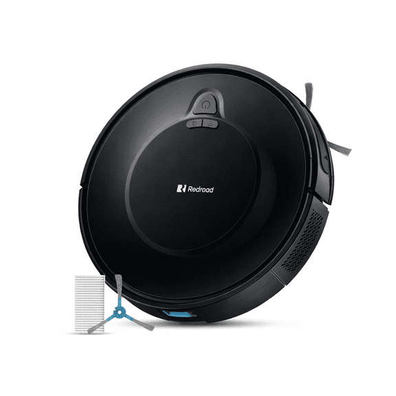 Redroad Aspirateur Robot, Wi-Fi, Contrôle par Application/voix, Autonomie de 140 Min, Noir, E2