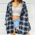 thumbnail image 6 of Seyurigaoka Women Button Down Shirt Long Sleeve Loose Lapel Plaid Print Top with Pockets, 6 of 6