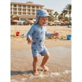 thumbnail image 3 of Baby Toddler Boy Rashguard Set Marine Life Printed Tops Shorts, Hat, 3 of 7