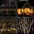 thumbnail image 4 of Morttic Meteor Shower Lights Outdoor, 11.8 Inches 8 Tubes 192 LED Snowfall Lights, Waterproof Hanging Falling Rain Lights for Tree Bushes Holiday Party Christmas Decoration,Warm White, 4 of 11