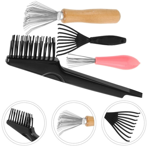 4Pcs Hair Brush Cleaner Rake for Removing Hair Dust Hairbrush Cleaner Tool Comb Cleaner Brush