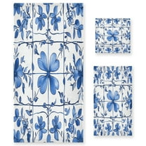 BZSMCE 3piece Bath Towel Sets Hand Bath Towels Fashion Blue Blossom Harmony Printed Towel Sets