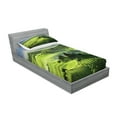 thumbnail image 2 of Ambesonne Landscape Fitted Sheet & Pillow Sham Set, Sunrise in the Valley, Twin, Green Blue, 2 of 2