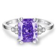 thumbnail image 2 of VAKKI 5.3ct Radiant Cut Women Engagement Ring 925 Sterling Silver White Gold Plated Amethyst Birthstone Simulated Diamond Ring Size 5-10, 2 of 5