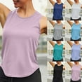 thumbnail image 6 of Lovskoo Summer Tops for Women 2024 Tank Tops Round Neck Sleeveless Solid Color Sports Fitness Yoga Wear Sports Camisole Navy, 6 of 6