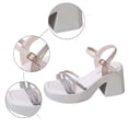 thumbnail image 5 of Mostsola Womens Platform Sandals Block Heel Square Open Toe Rhinestone Strappy Pumps, 5 of 9
