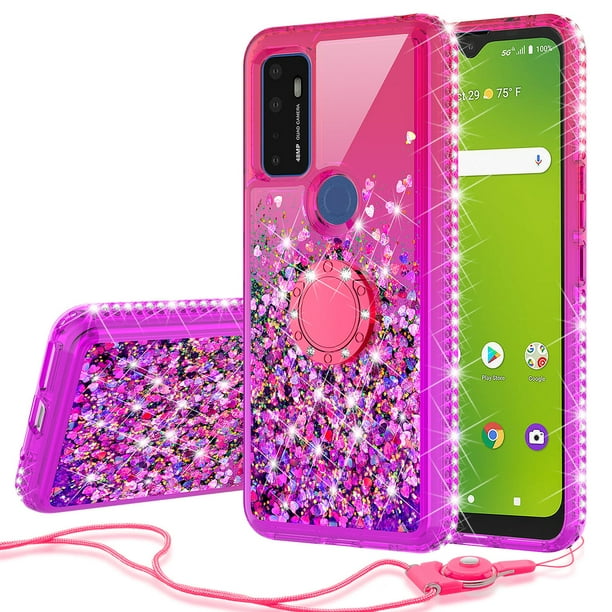 SPYCASE Liquid Glitter Ring Stand Phone Case for Cricket Dream 5G Case