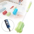 thumbnail image 2 of 2 Pack Foam Sponge Brush With Adjustable Long Handle For Cleaning Bottles, Glasses And Cups, Multicolor, Durable Soft Sponge Foam Bottle Brush for Mugs, Water Bottles, Easy to Use(Green,11.6x2"), 2 of 9