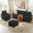 thumbnail image 4 of Soscana Sectional Sofa Set with Storage Ottoman and Accent Chair,Living Room 3 Seat L Shaped Couch and Single Chair Armchair,Living Room Furniture Set for Home Apartment Office Studio, 4 of 8