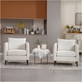 thumbnail image 6 of JERFIT Mid-Century Modern Velvet Accent Chair with Pillow, Ivory Upholstered Armchair for Living Room, Bedroom or Office, 6 of 10
