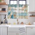 thumbnail image 2 of Teal Brown Beach Coastal Kitchen Curtains Window Panels, Summer Nautical Coral Shell Botanical Vintage Insulated Window Treatment Curtain, Grommet Curtains for Bedroom/Living Room, 2 Piece 52"Wx45"L, 2 of 8