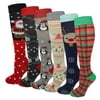 Sumona 6 Pairs Women Christmas Holidays Festive Design Novelty Knee High Socks