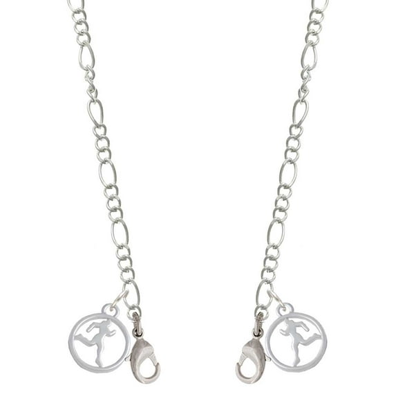 Runner Silhouette in 1/2'' Disc Silvertone Face Mask Necklace