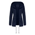thumbnail image 5 of Womens Anorak Jacket Solid Color Zip Up Pockets Contrast Design Hooded Long Sleeve Outdoor Blue M, 5 of 6