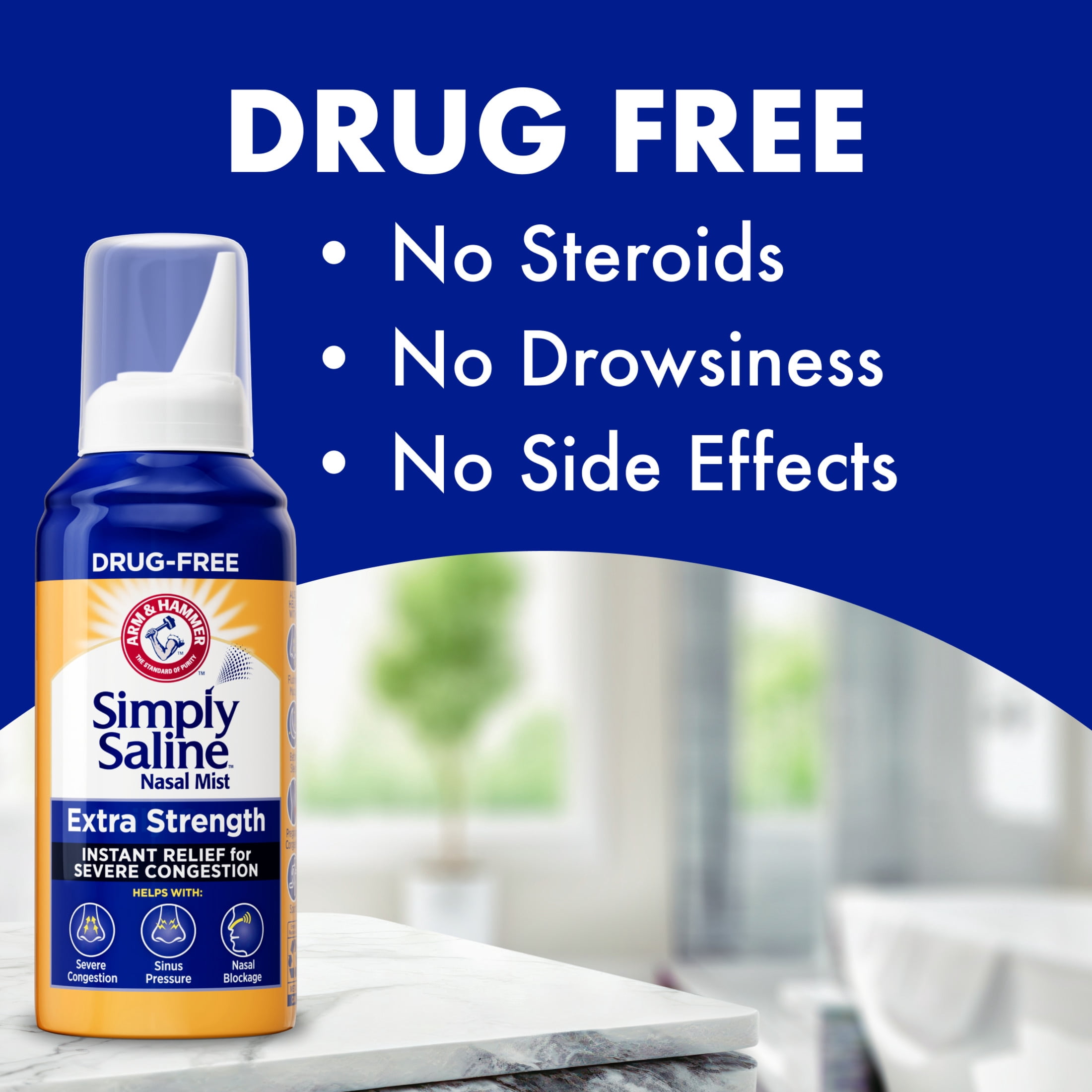 ARM & HAMMER Simply Saline Extra Strength Nasal Mist 4.6oz- Instant Relief for SEVERE Congestion- three 4.6oz Bottles